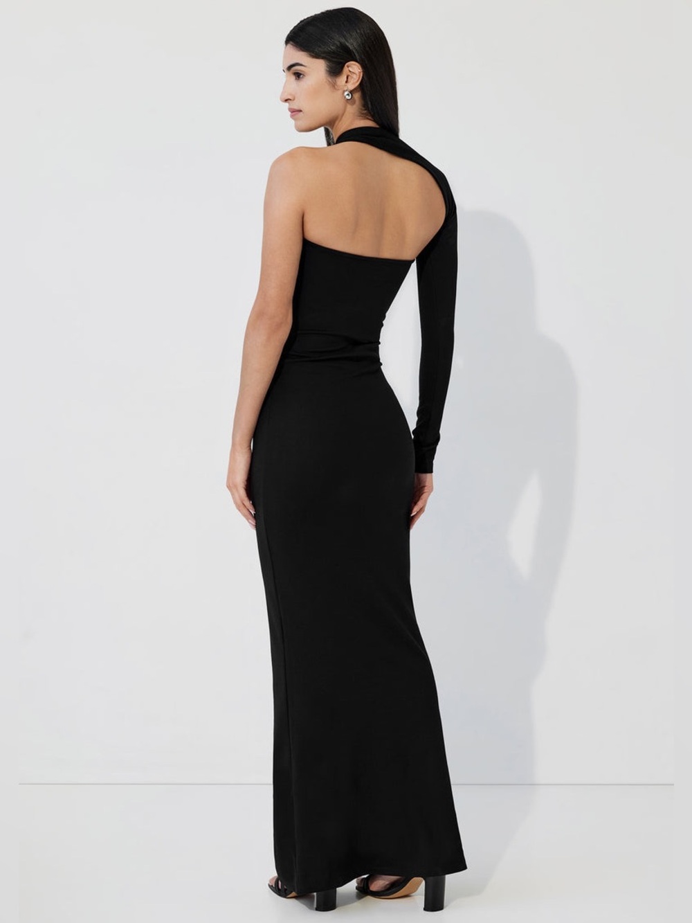 Marcella NYC Manhattan One Shoulder Gown European Ponte Open Back Halter Small - Picture 7 of 16